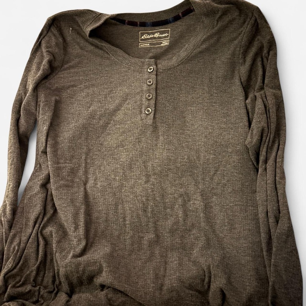 Eddie Bauer Gray Button Down PJ Shirt